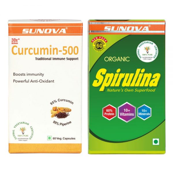 Combo offer of Curcumin and Spirulina tablets from Sunova